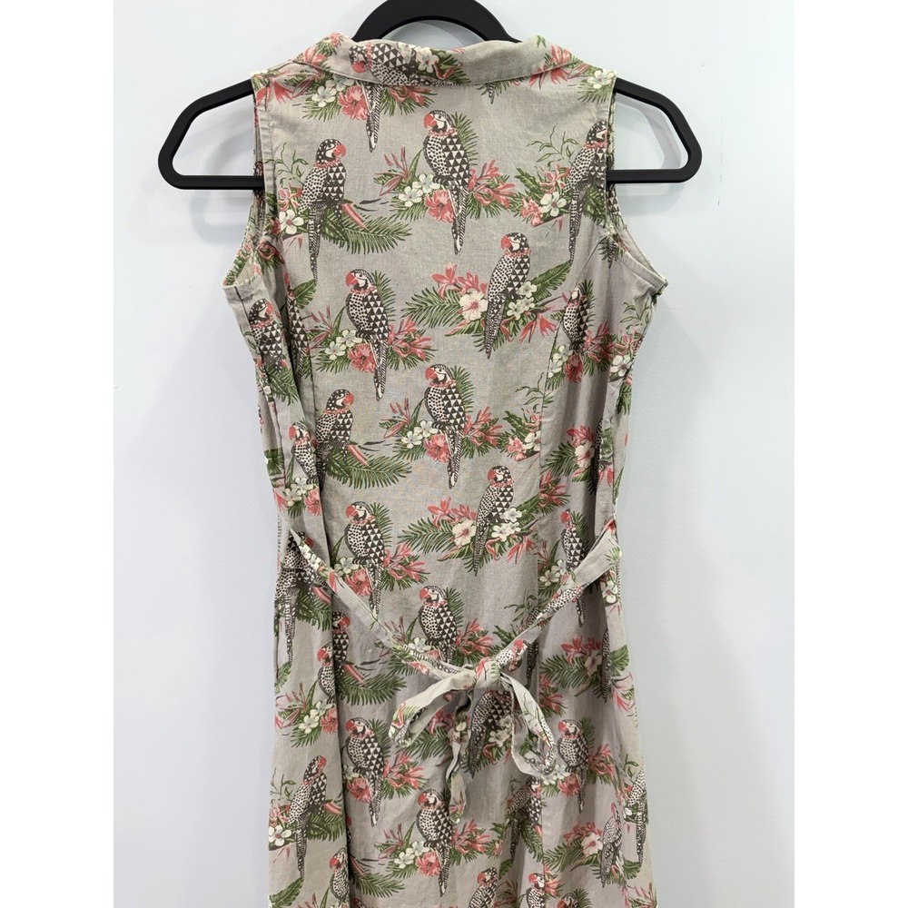 Bombay Paisley Tropical Parrot Print Button Front Midi Dress Small Cottagecore - Picture 5 of 9